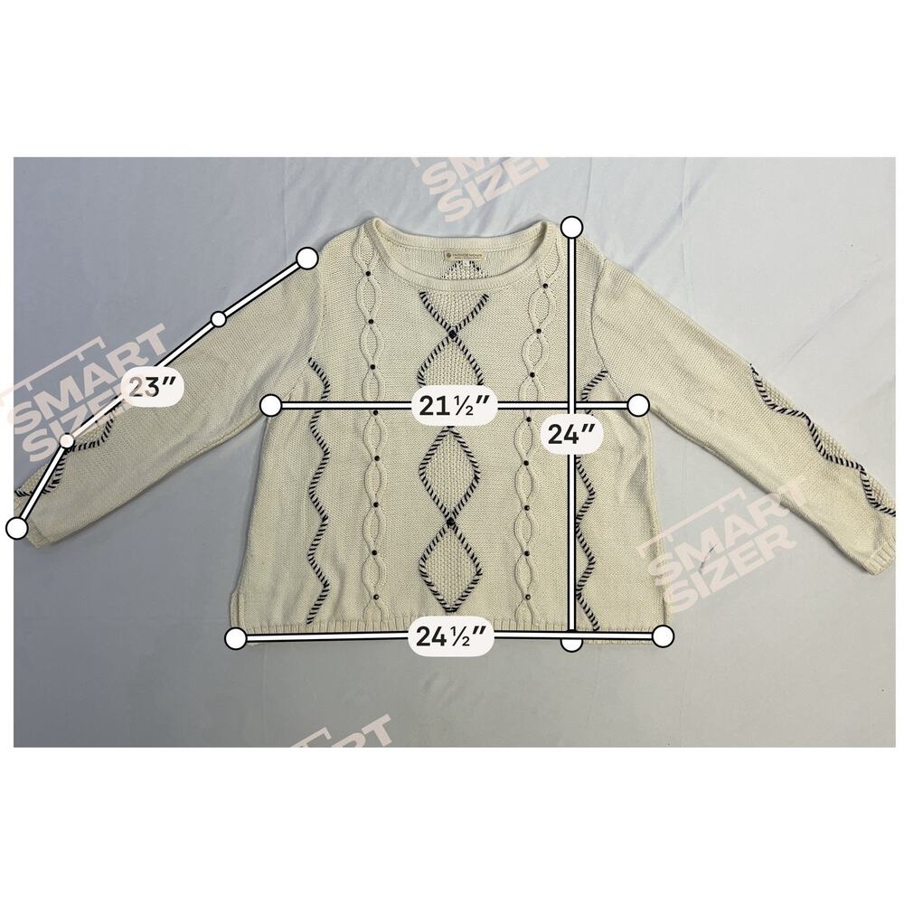 INDIGENOUS Peru Organic Cotton Cable Knit Pullover Sweater Ivory Women’s L - Picture 10 of 11